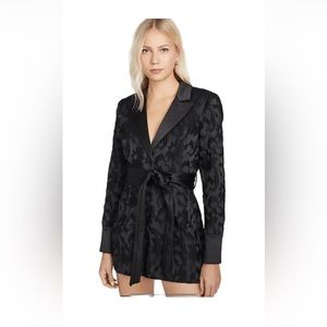 Alexis Ashling Romper Long Sleeves Black Floral Jacquard Size XS